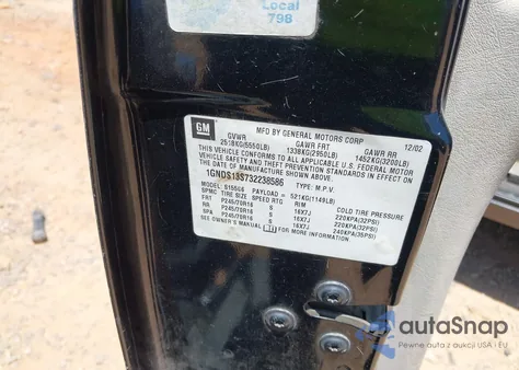 2003 Chevrolet Trailblazer Ls z USA, uszkodzony, nr VIN 1GNDS13S732238586